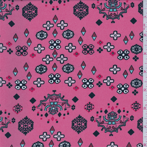 Coral Pink Indian Print Dobby Crepe