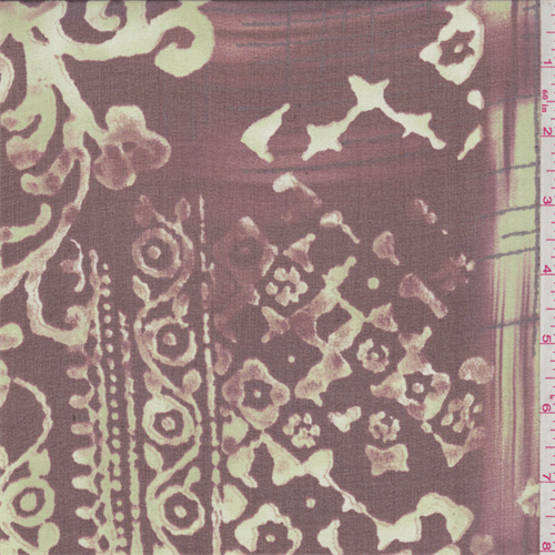 Maroon/Celery Baroque Silk Chiffon