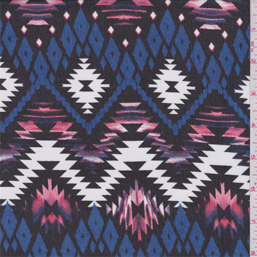 Black/Royal/Pink Aztec Polyester Chiffon