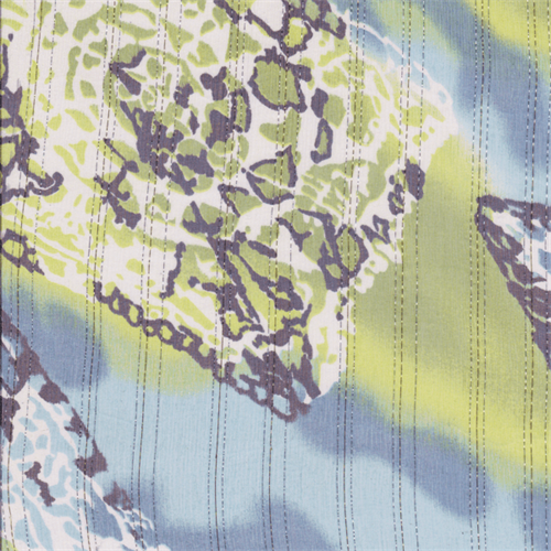 Lime/Blue Medallion Crinkled Silk Chiffon
