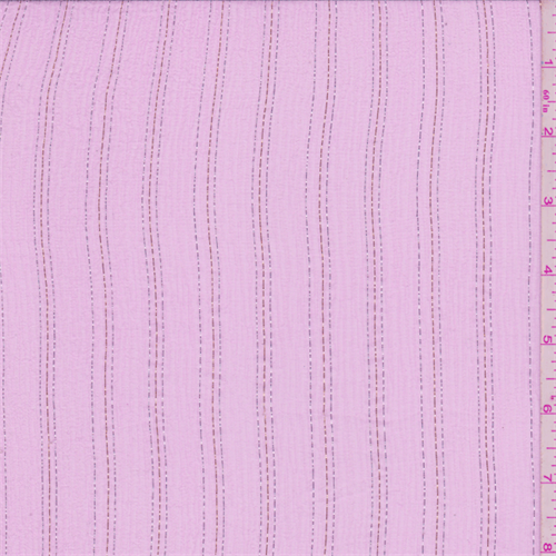 Baby Pink Metallic Stripe Crinkled Silk Chiffon