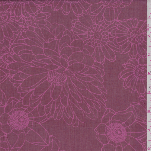Berry/Pink Floral Sketch Silk Chiffon
