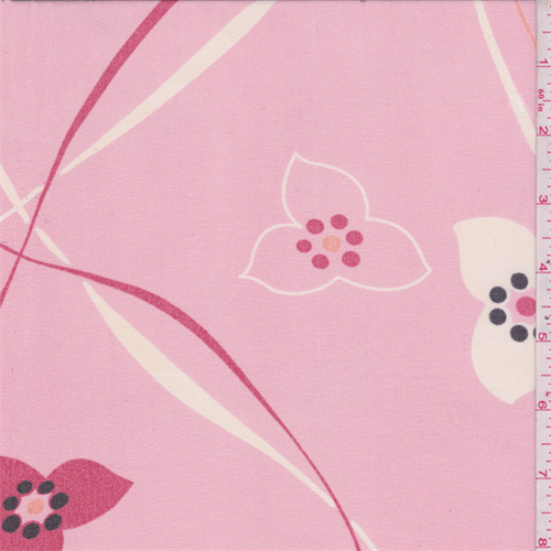 Blush/Berry/Beige Modern Floral Silk Chiffon