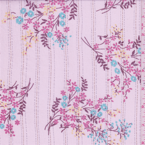 Soft Pink Floral Bouquet Crinkled Silk Chiffon