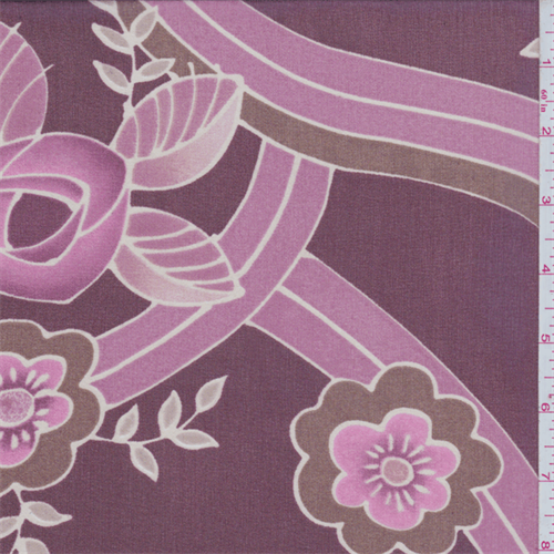 Burgundy/Rose Whimsy Floral Silk Chiffon