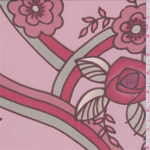 Blush/Red Whimsy Floral Silk Chiffon