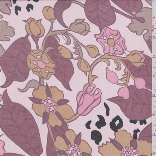 Blush/Mauve Floral/Animal Print Silk Chiffon