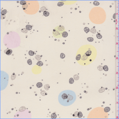 Pale Yellow Multi Polka Dot Polyester Chiffon