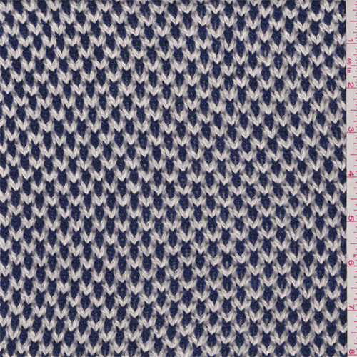 Blue/White Basket Stitch Sweater Knit