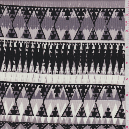 Black/Ivory Tribal Stripe Challis Twill