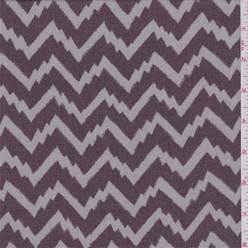 Cabernet/Grey Flamestitch Chevron Polyester Chiffon