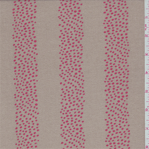 Cocoa/Deep Pink Dotted Stripe Polyester Chiffon