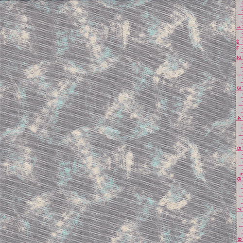 Black/Aqua Green/Beige Circular Print Mesh