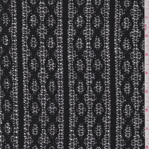 Black Cable Stripe Crochet Lace
