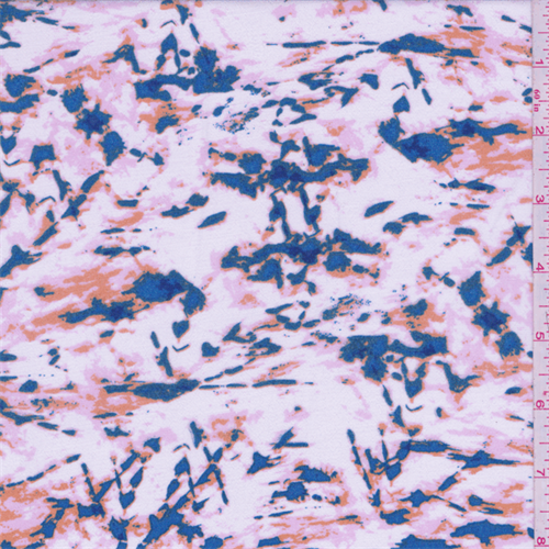White/Cadet/Pink Print Rayon Faille