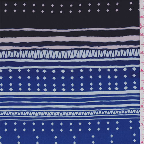 Royal/Black Diamond Stripe Crepe de Chine
