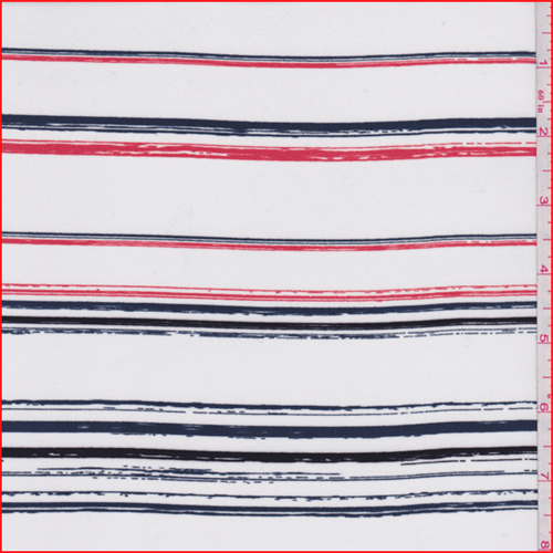 Off White Multi Brushstroke Stripe Crepe de Chine