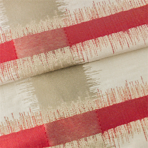 Red/Beige/Ivory Ikat Plaid Home Decorating Fabric