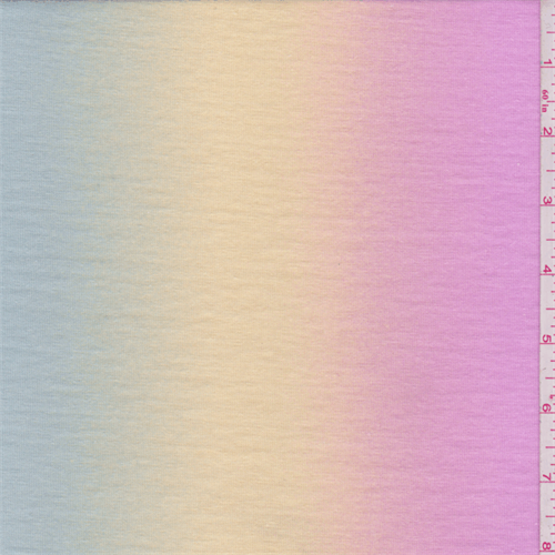 *3 1/4 YD PC--Pink/Blue/Yellow Ombre Stripe Jersey Knit