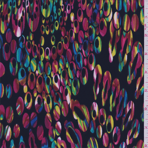 *3 YD PC--Ity Black/Fuchsia Multi Oval Cluster Print