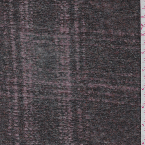 Grey/Pink Plaid Boiled Wool Knit