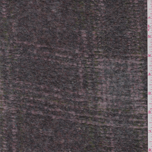 Grey/Pink/Green Plaid Boiled Wool Knit