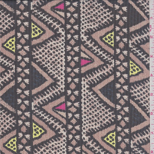 Black/Brown Multi Wicker Stripe Polyester Chiffon