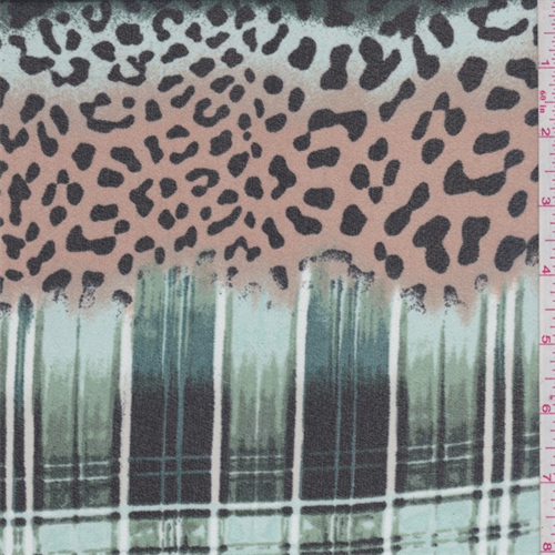 Dark Evergreen Multi Animal Plaid Georgette