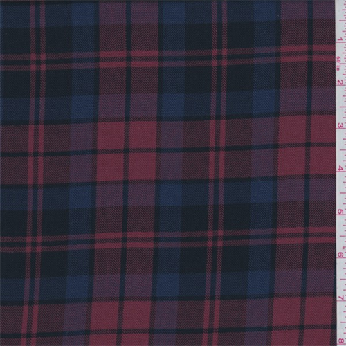 Red Clay/Blue Plaid Herringbone Shirting
