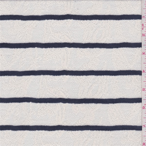 Ivory/Navy Stripe Sweater Knit