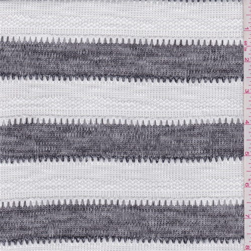 White/Black Heather Stripe Sweater Knit