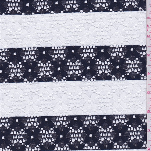 Dark Navy/White Stripe Floral Lace