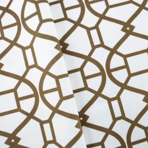Designer Brown/White Rimwork Print Velveteen Performance Home Decorating Fabric