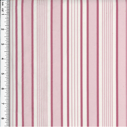 Designer Pink/White Stripe Print Velveteen Performance Home Decorating Fabric DFW51122
