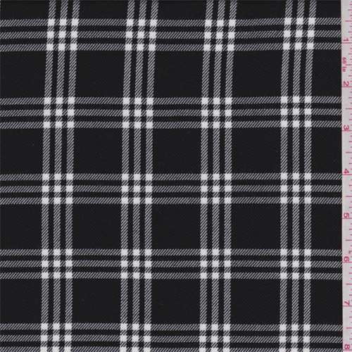 Black/White Windowpane Plaid Polyester Suiting 60350 Fashion Fabrics