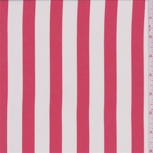 Dark Coral Red/Ivory Stripe Crepe de Chine