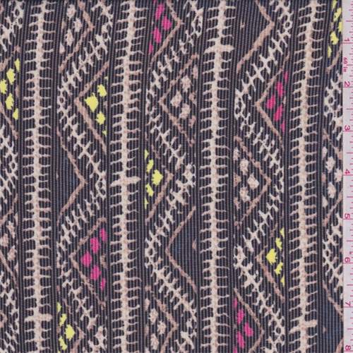 Black/Multi Zig Zag Stripe Chiffon