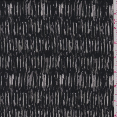 Black/Sterling Wicker Print Crepe de Chine