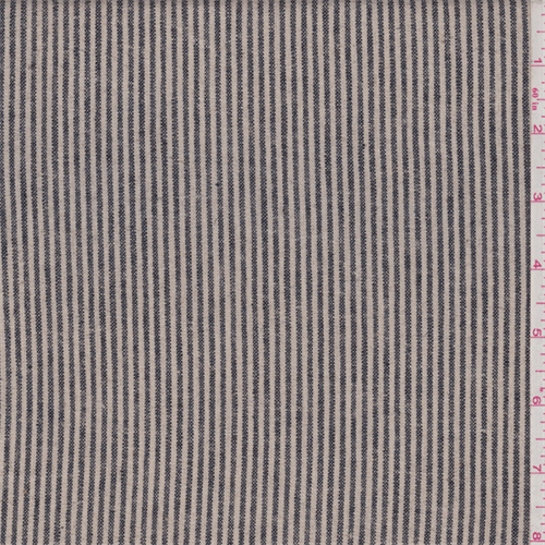 *3 1/2 YD PC--Ecru/Black Stripe Linen Look