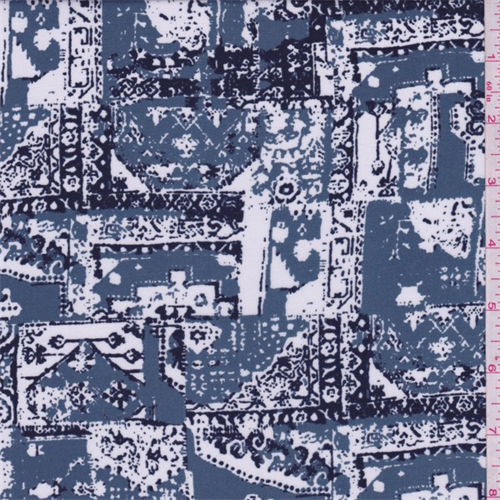 Blue Stone Print Rayon Challis