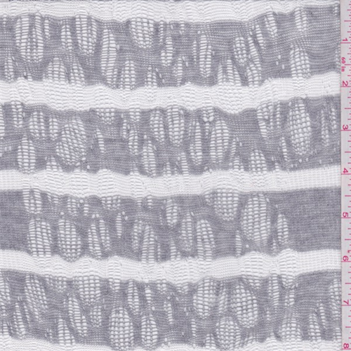 Grey/White Stripe Pointelle Sweater Knit