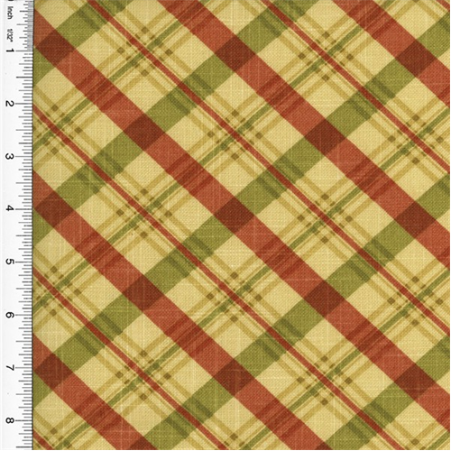 Designer Cotton Chit Chat Red/Green Plaid Print Home Decorating Fabric DFW51181