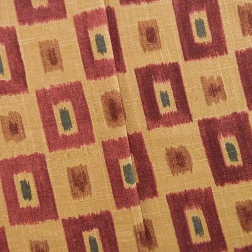 Designer Cotton Red/Beige Checker Print Home Decorating Fabric