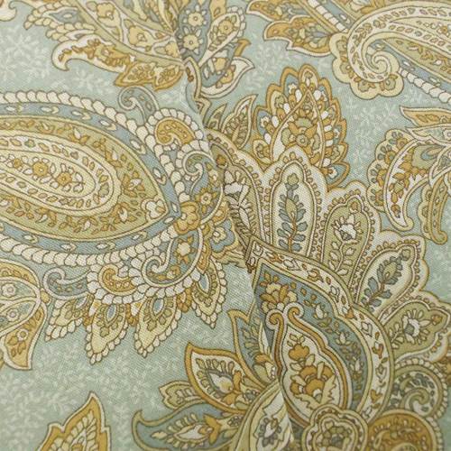 Designer Cotton Teal/Beige Paisley Print Home Decorating Fabric