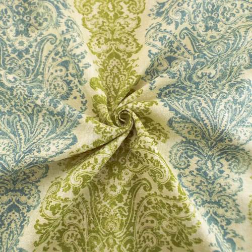 Designer Cotton Green/Beige Fresco Finale Stripe Print Home Decorating Fabric