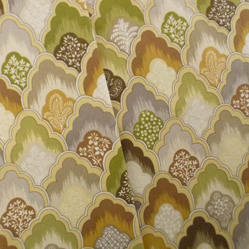 Designer Cotton Green/Beige Scallop Print Home Decorating Fabric