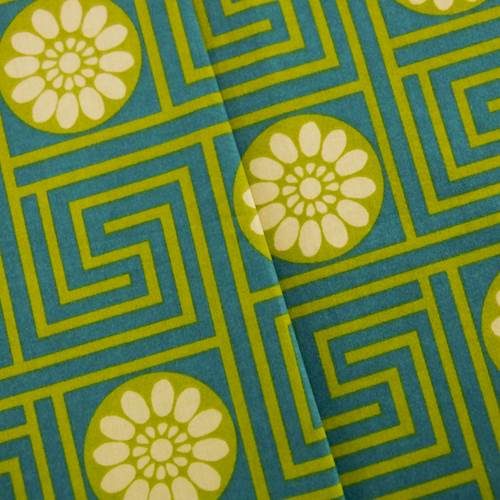 Designer Cotton Key Teal/Green King Maze Print Home Decorating Fabric