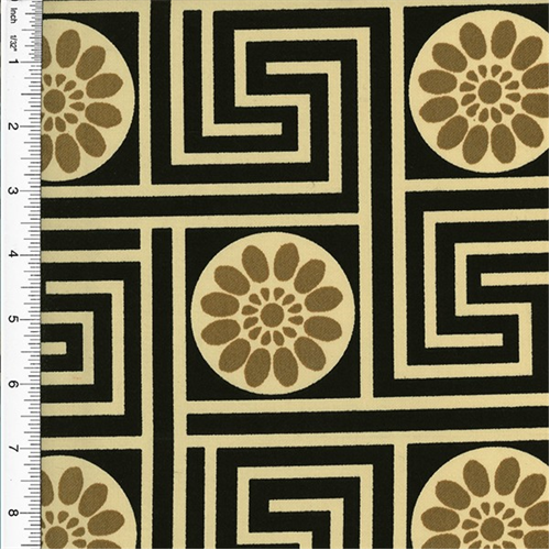Designer Cotton Key Black/Beige King Maze Print Home Decorating Fabric DFW51248