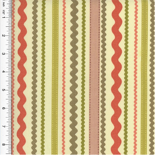 Designer Cotton Pink/Multicolor Wavy Stripe Print Home Decorating Fabric DFW51252