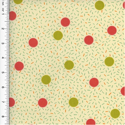 Designer Cotton Red/Green Dot Print Decorating Fabric DFW51290